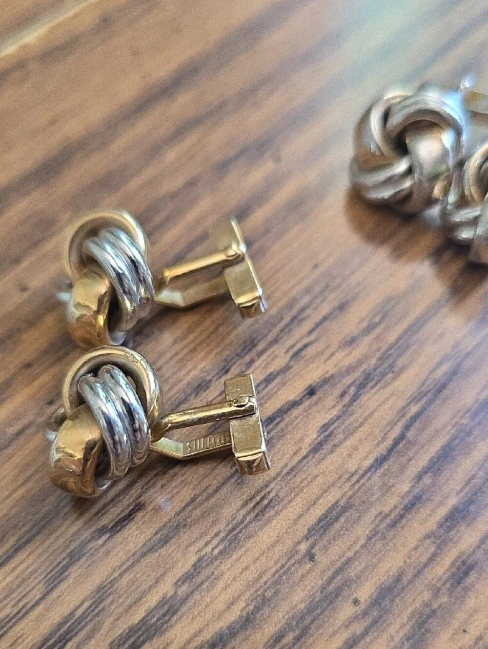 Vintage SWANK Knot Design Gold And Silver Tone Cufflinks - Set of 4